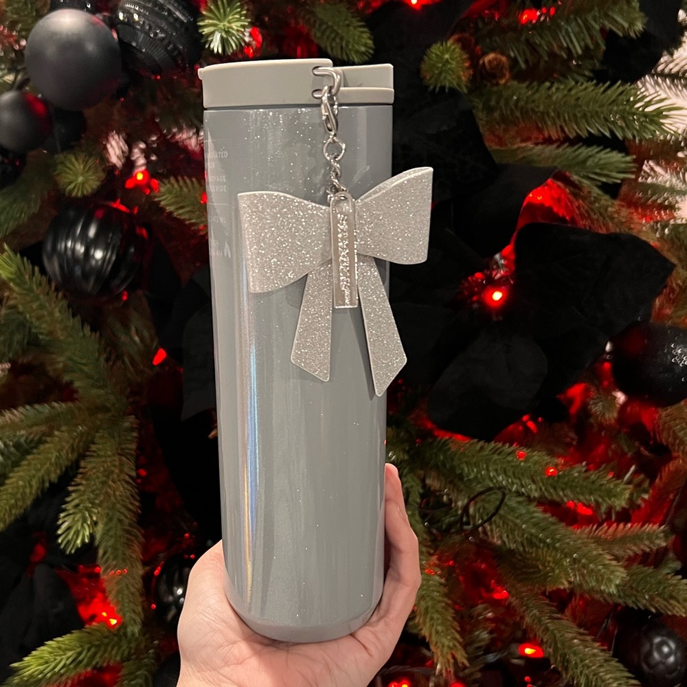 Starbucks Holiday 2023 Silver Sparkle Bow Insulated Tumbler